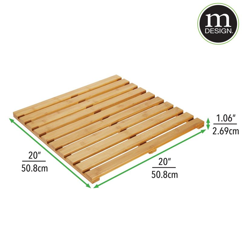mDesign Bamboo Non-Slip Indoor/Outdoor Spa Bath Mat - Natural Light Wood, 2 of 7