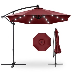Best Choice Products 10ft Solar LED Offset Hanging Outdoor Market Patio Umbrella w/ Adjustable Tilt - 1 of 4