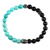 Men's Skull with Turquoise and Matte Onyx Stone Beads Stretch Bracelet (8mm) - 2 of 4