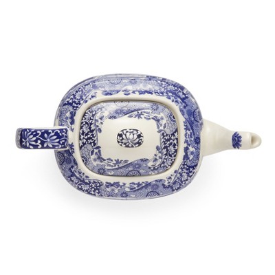 Blue and White Earthenware Teapot with Italian Countryside Design