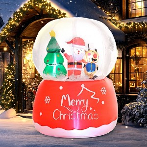 YOOCOZZ Yard Christmas Decoration- 5.5FT Xmas Inflatable Crystal Ball with Santa Claus, Reindeer & Xmas Tree, Large Xmas Inflatables, with LED Lights - 1 of 4