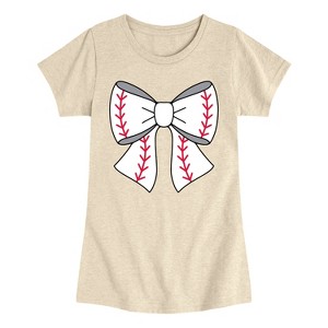 Girls' - Instant Message - Baseball Bow Fitted Short Sleeve Graphic T-Shirt - 1 of 4