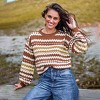 Women's Burnt Orange Irregular Striped Long Sleeve Sweater - Cupshe - 3 of 4