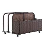 Barton All-Wicker Rolling Wicker Float Caddy Table Dolly Pool Float Cart Storage Organizer With Wheels, Brown