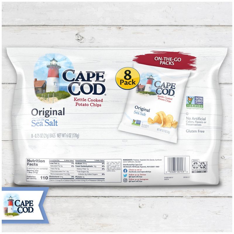 Cape Cod Potato Chips Original Kettle Chips Snack s - 8ct, 4 of 6