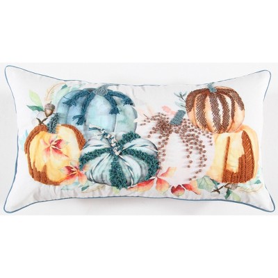 14"x26" Oversized Pumpkins Lumbar Throw Pillow Light Blue/Gray - Rizzy Home