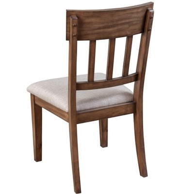 Mystic Brown Upholstered Wood Slat Back Side Chair