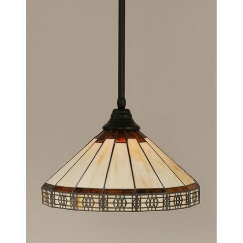 Toltec Lighting Any 1 - Light Pendant in  Matte Black with 15" Honey & Brown Mission Art Glass Shade - image 1 of 1