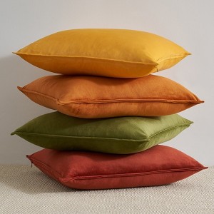 4pcs Set Soft Velvet Throw Pillow Covers Versatile for All Seasons - Perfect for Couch, Sofa & Bed Decor - 1 of 4