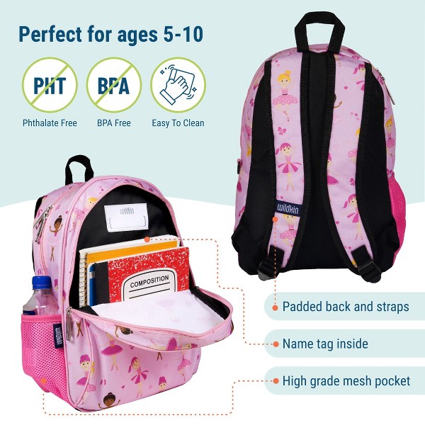 Mochila infantil Wildkin de 15 pulgadas – resistente, acolchada y ajustable para escuela y viajes 3