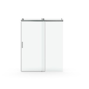 Gulches 55in to 60in W x 76in H Single Sliding Frameless Shower Door Chrome Finish with Clear Glass Soft Close Explosion proof Film 1 Pc - 1 of 4