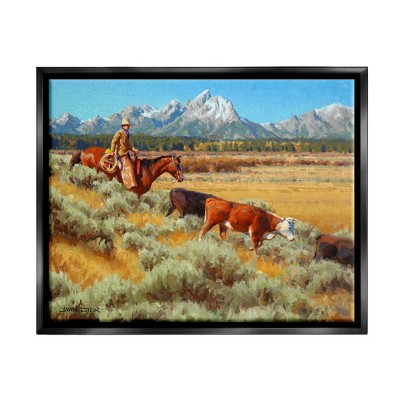 Stupell Industries Western Ranch Horse CattleFloater Canvas Wall Art