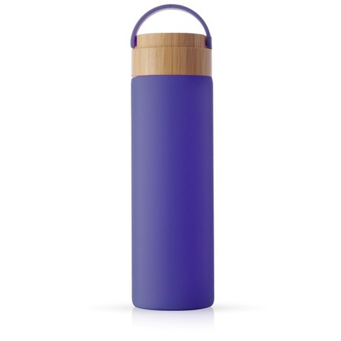 Dishwasher Safe Reusable Glass Water Bottle With Bamboo Lid 18.5 oz