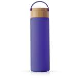 JoyJolt Glass Water Bottle with Carry Strap & Non Slip Silicone Sleeve - 20 oz - Purple