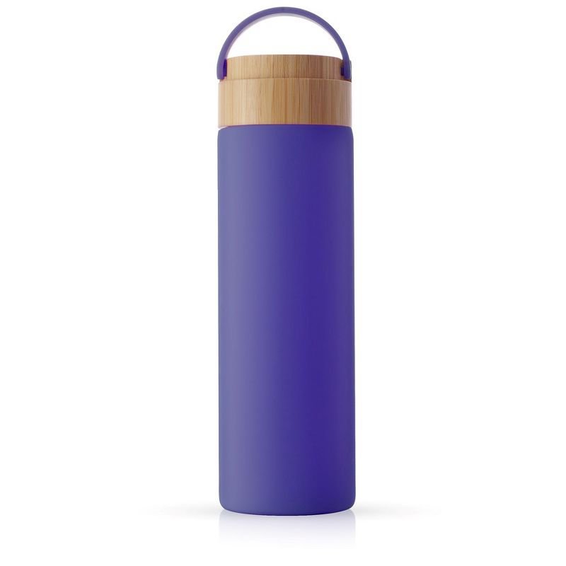 JoyJolt Glass Water Bottle with Carry Strap & Non Slip Silicone Sleeve - 20 oz - Purple, 1 of 8