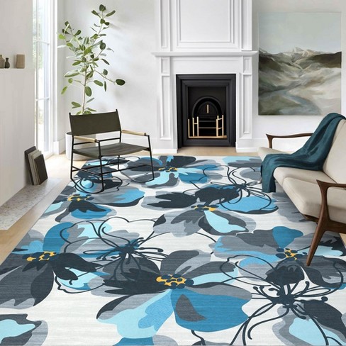 Modern Bright Floral Ultra-Thin Non-Slip Washable Area Rugs - image 1 of 4