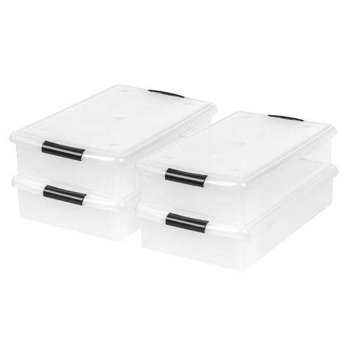 Iris 4pk 50qt Plastic Storage Totes With Wing Lid : Target