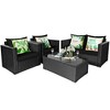 Tangkula 8PCS Rattan Patio Conversation Set Outdoor Furniture Set w/ Black Cushions - 2 of 4