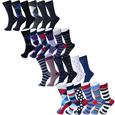 Alpine Swiss Mens Cotton 24 Pack Dress Socks Solid Ribbed Argyle Shoe ...