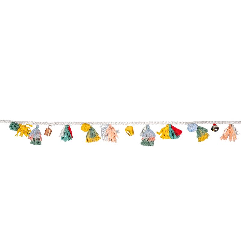 HGTV Home Collection National Tree Company 72" Boho Bell & Tassel Garland, Multicolor, 4 of 6