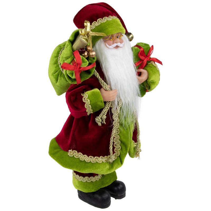 Northlight 12" Red and Green Santa Claus with Gift Bag Christmas Figure, 4 of 6