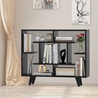 Geometric Bookcase with Anti-Tipping Kit and Storage Shelving Unit