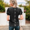 Amaryllis Women's Heather Knit Top Puff Sleeves Back Button Detail Casual Elegant Versatile Comfortable Essential - 4 of 4