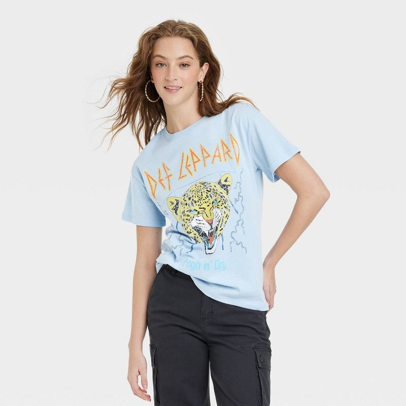 Women's Def Leppard Short Sleeve Graphic T-Shirt - Blue, 1 of 7
