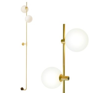 Brightech Equinox Modern Integrated LED Tree Wall Sconce Lamp Antiqued Brass: Modern Globe Glass, 2700K Warm Light, UL Listed - 1 of 4