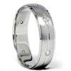 Pompeii3 Mens 14K White Gold Brushed Diamond Wedding Band Ring - 3 of 4