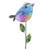 Evergreen Colorful Metal and Glass Bird Garden Stakes, Blue - 3 of 3