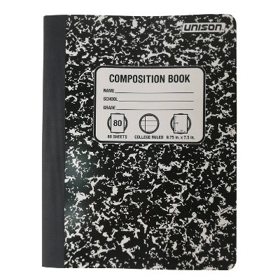 College Ruled Solid Composition Notebook Black - Unison