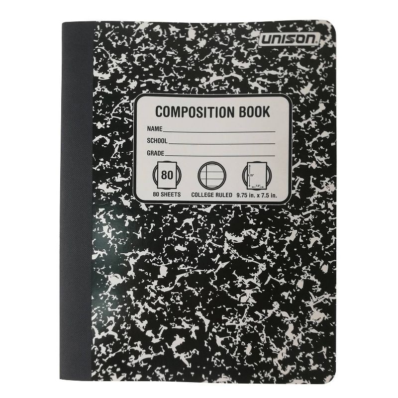 College Ruled Solid Composition Notebook Black - Unison, 1 of 4
