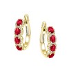 Guili Luxe Radiance Sterling Silver 14K Gold Plated Oblong Hoop Earrings with Brilliant Colored Cubic Zirconia and Stylish Spring Lock - 3 of 3
