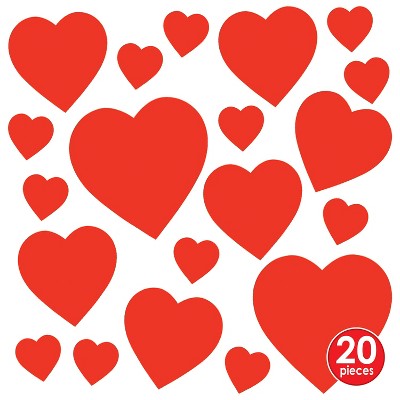 Red Cardstock Paper Heart Cutouts for Valentine's Day Decorations