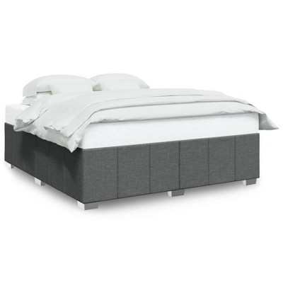 vidaXL California King Bed Frame - Dark Gray Fabric Sturdy Mattress Foundation, Modern Style with slats for Breathability - 83.9" x 72" Bedroom Frame