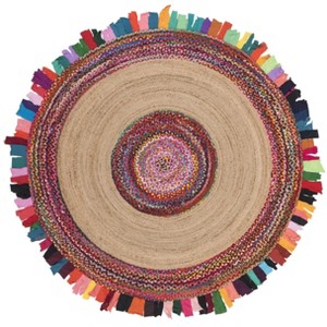 Cape Cod CAP701 Handmade Woven Area Rug - Multi/Natural - 6' X 6'  Round - Safavieh - 1 of 4