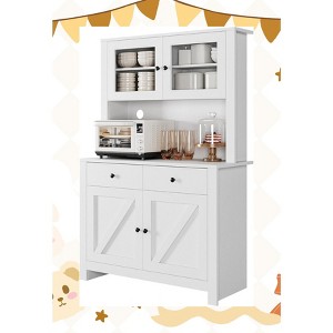Garvee Versatile Kitchen Food Cabinet with Microwave Stand – Freestanding Storage Cabinet with Drawers and Adjustable Shelves, - 1 of 4