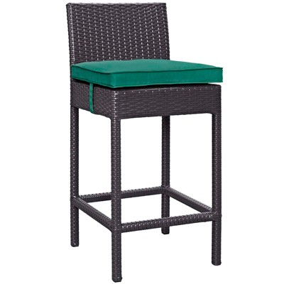 Modway Convene Outdoor Patio Fabric Bar Stool Espresso Green - Powder coated aluminum frame , PE rattanPP foot padPowder coated aluminum Weight cap