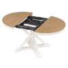 Okak 54IN Retro Extendable Dining Table, Foldable Table with a 12IN Leaf, Round Table for Dining Room, Living Room, Kitchen - 2 of 4