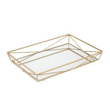 Large Geometric Mirrored Vanity Tray Gold - Home Details