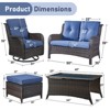 Gymojoy 6 Piece Outdoor Wicker Loveseat Sofa with Patio Swivel Glider Chairs with Coffee Table and Ottoman Sets - 3 of 4