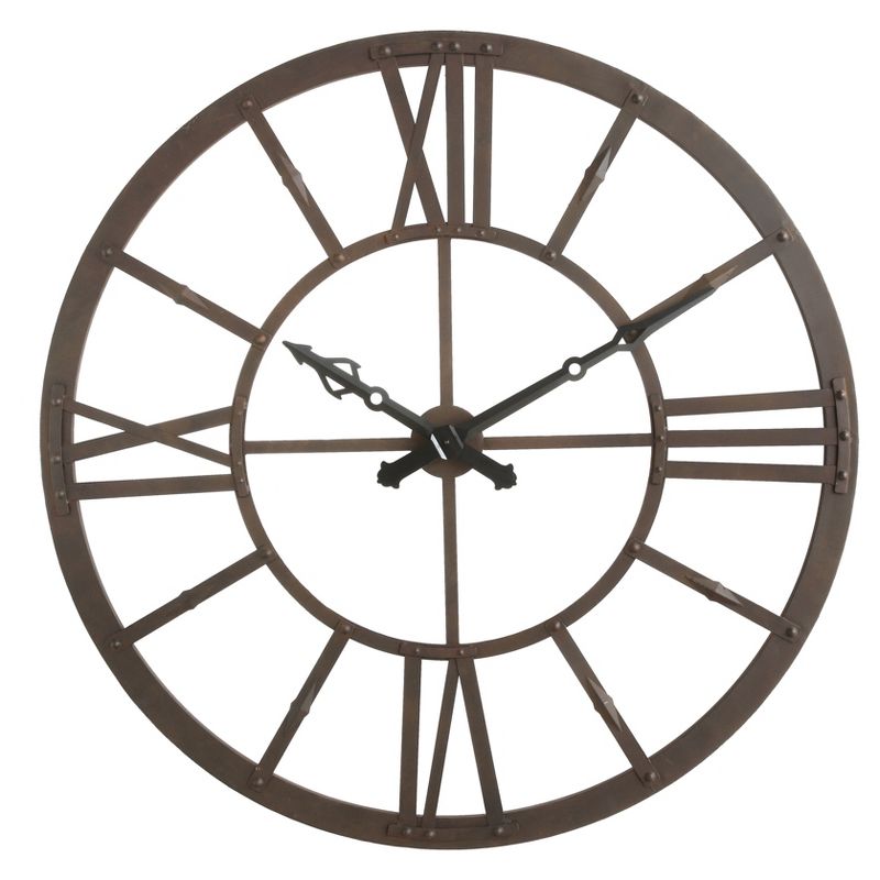 47&#34; Round Mid-Century Modern Metal Clock Rust - Storied Home, 1 of 7