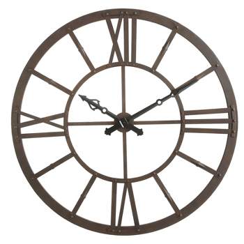 47" Round Mid-Century Modern Metal Clock Rust - Storied Home