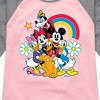 Girls' - Disney - Character Group Rainbow Flower Shirt Tail Raglan Graphic T-shirt - 2 of 4