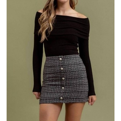 Women's Foldover Off The Shoulder Long Sleeve Top - LA MIEL