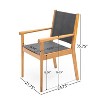 GDFStudio Acrux Outdoor Modern Textilene and Acacia Dining Chair (Set of 2), Dark Gray/Teak - 3 of 4