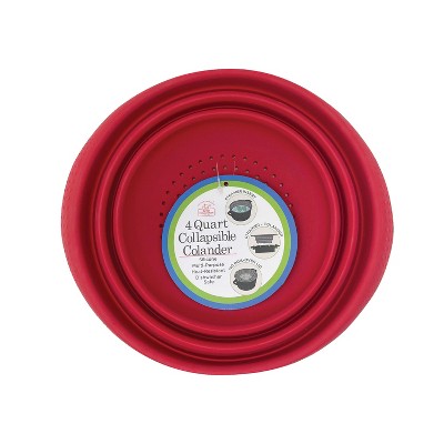 Red 4-Quart Collapsible Silicone Colander