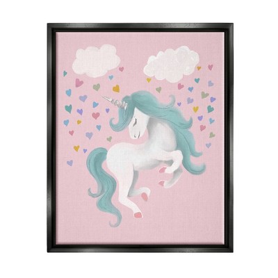 Stupell Industries Pink Pastel Unicorn Clouds Framed Canvas