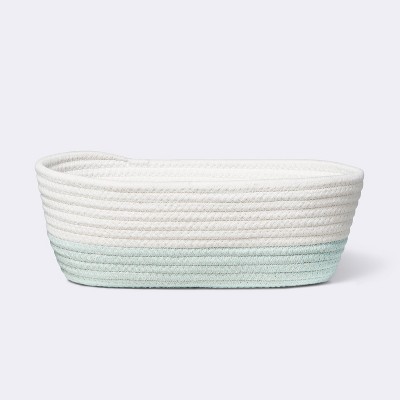 Oval Coiled Rope Bin with Color Band - Cloud Island™ Mint